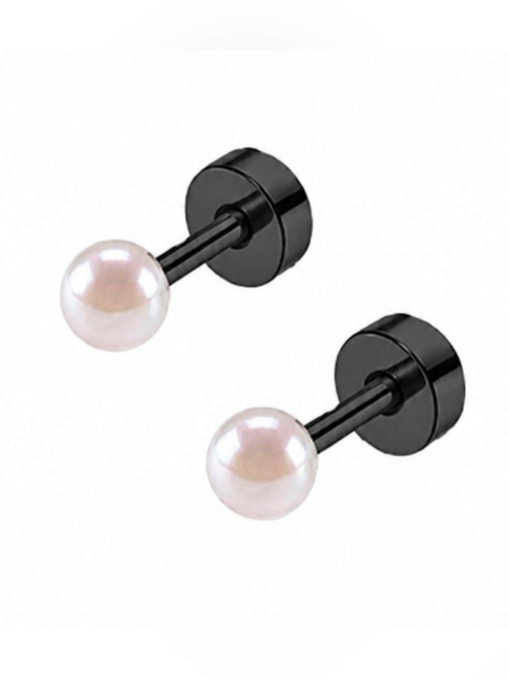 Tiny Black Pearl Flat Back Earrings